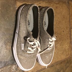 Sparkly Silver Vans Shoe SZ 6